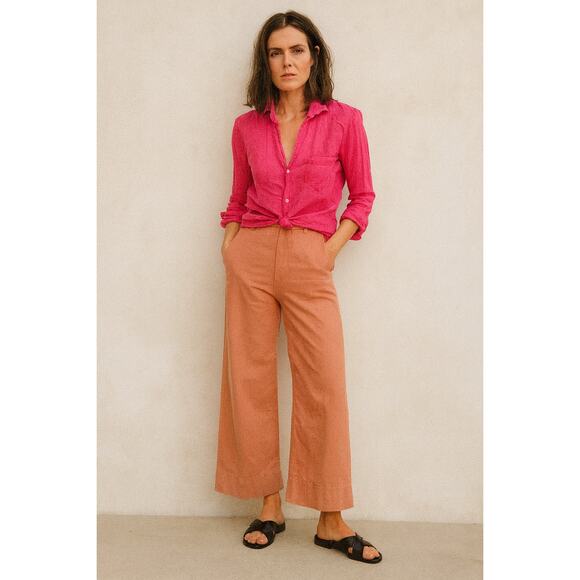 Apiece Apart Merida High Waisted Wide Leg Pants Pink Clay Cotton Size 4 - Picture 1 of 10